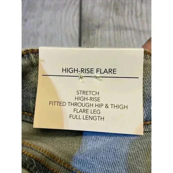 OAT New York Women's High Rise Flare Jeans Light Palms 90s 80s Boho Festival NWT - Picture 6 of 13